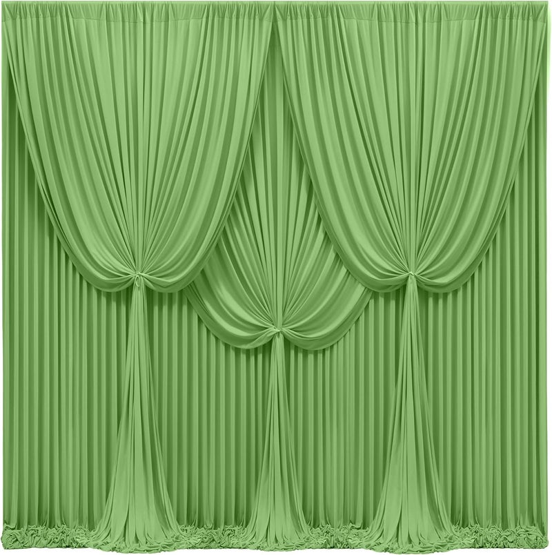 PARTISKY 24x10FT Sage Green Backdrop Curtains for Wedding Parties, Wrinkle Free Polyester Photography Backdrop Drapes for Wedding Baby Shower Birthday Parties Stage Background Stand Decorations 4x10ft,6 Panels - Image 1