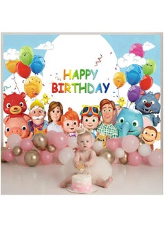 KASTWAVE 7x5ft Birthday Party Supplies Decorations Backdrop for 1st 2nd 3rd Happy Birthday Banner Cartoon Family Background for Photography Boys Girls Photo Booth Studio Props Blue  - Image 4