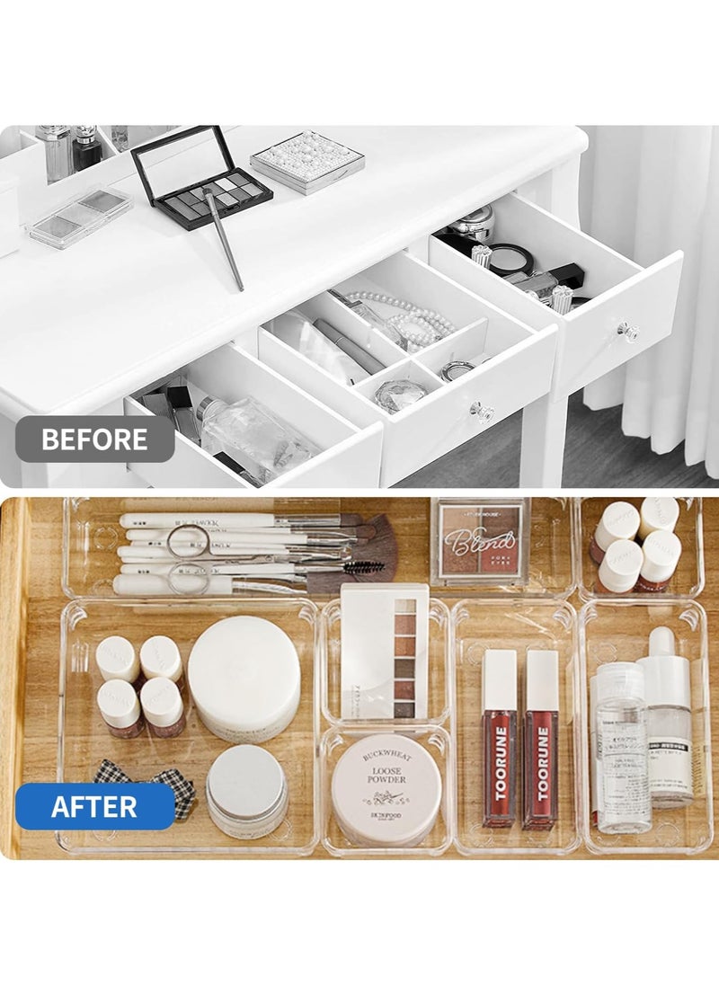 wnnualo 25 PCS  Plastic Drawer Organizers Set, 4-Size Desk Drawer Organizer Trays Storage Tray for Makeup, Bedroom, Kitchen, Vanity & Office  - Image 4