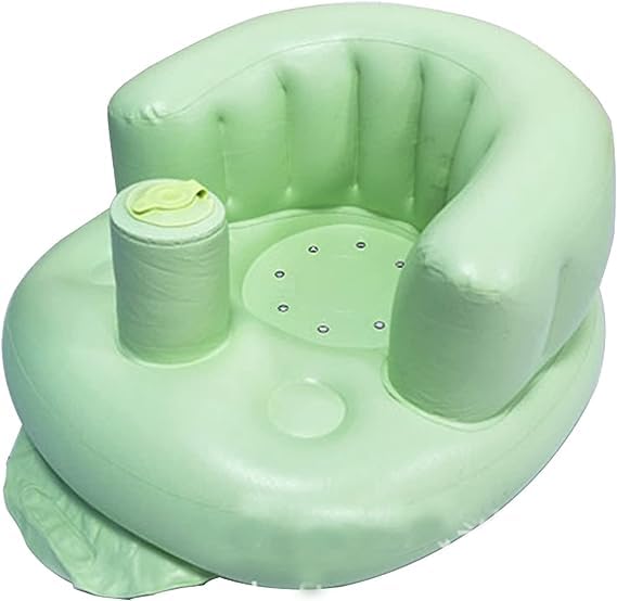 VBMSoft Baby Bath Floor SeatSofaChair with inbuilt Inflatable Pump Green Japan Soft Baby Bath - Image 1