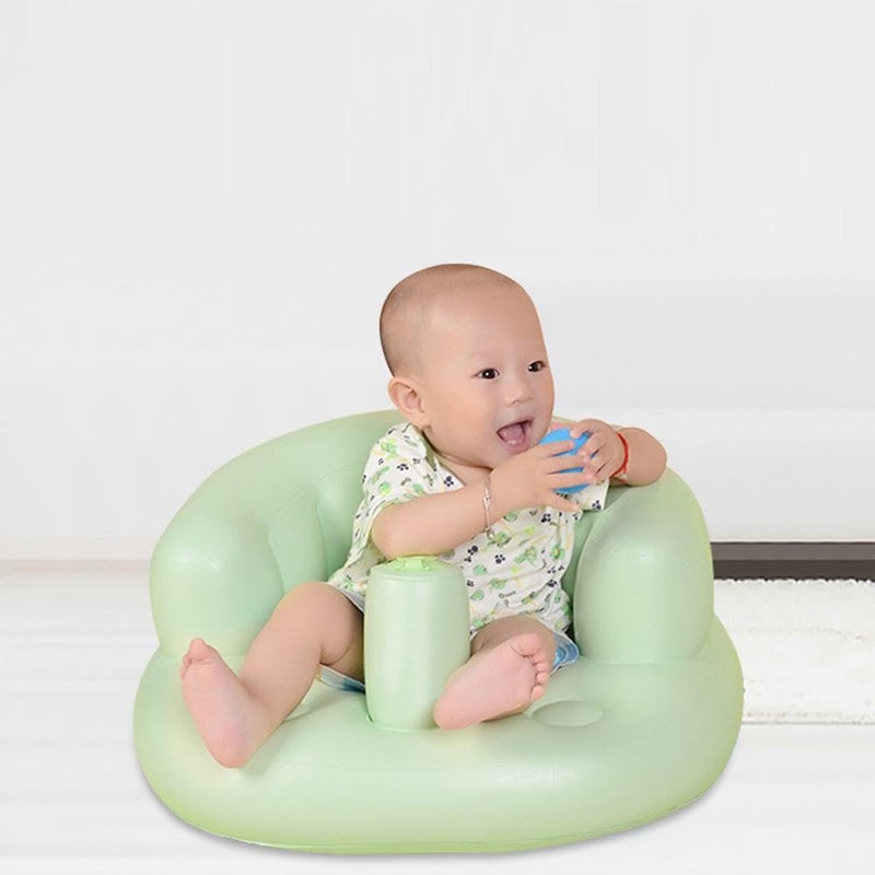 VBMSoft Baby Bath Floor SeatSofaChair with inbuilt Inflatable Pump Green Japan Soft Baby Bath - Image 4