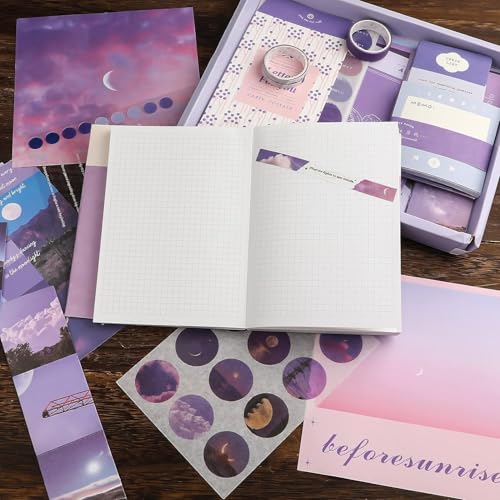 STORE 2508 Store2508 346pcs Journal Supplies Kit Vintage Scrapbook Stickers Art journaling kit. Journal Schedulers DIY Paper Stickers for Decoration Notebook Collage Album Aesthetic Tape (Moonlight) - Image 5