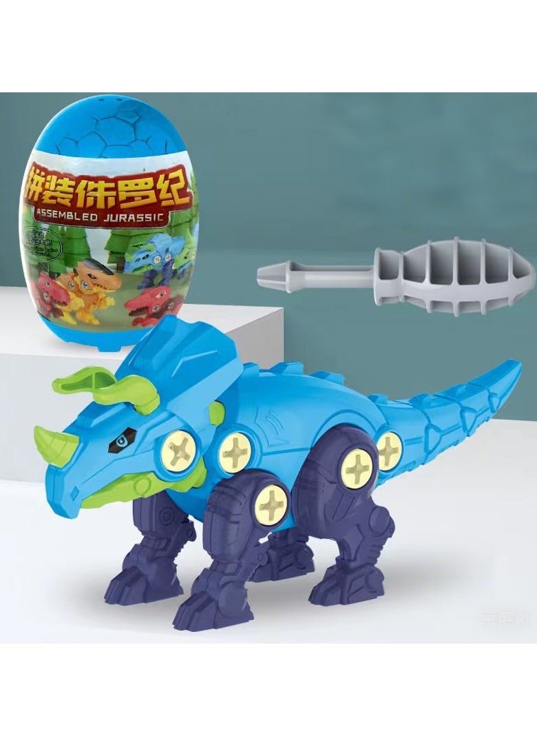 assembling dinosaur building blocks，dinosaur egg，DIY toys, educational assembling toys for children and adults，blue egg and blue dinosaur  - Image 1