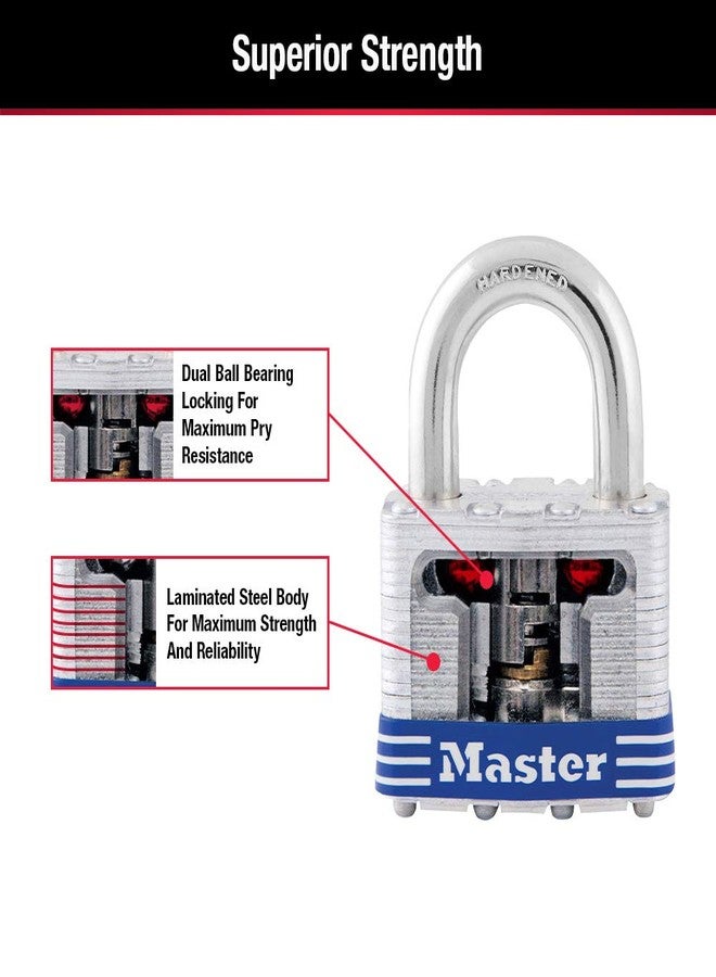 Master Lock 5T Outdoor Padlock with Key, 2 Pack Keyed-Alike, Silver - Image 5