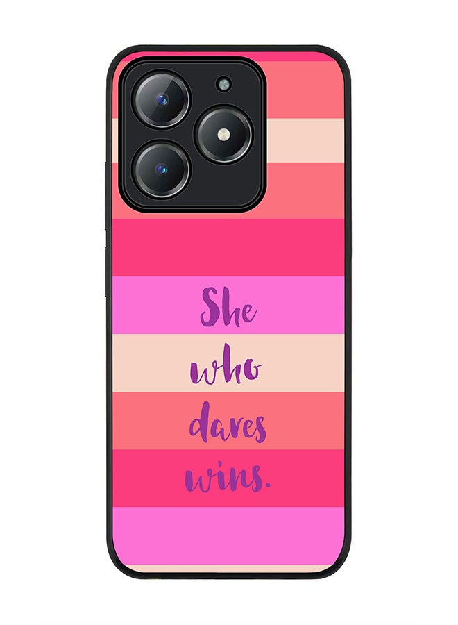 Stylizedd For Realme C63 / Realme C61 4G Case,Slim fit Camera Protection, Shockproof Thin Phone cover  - She who dares wins - Image 1