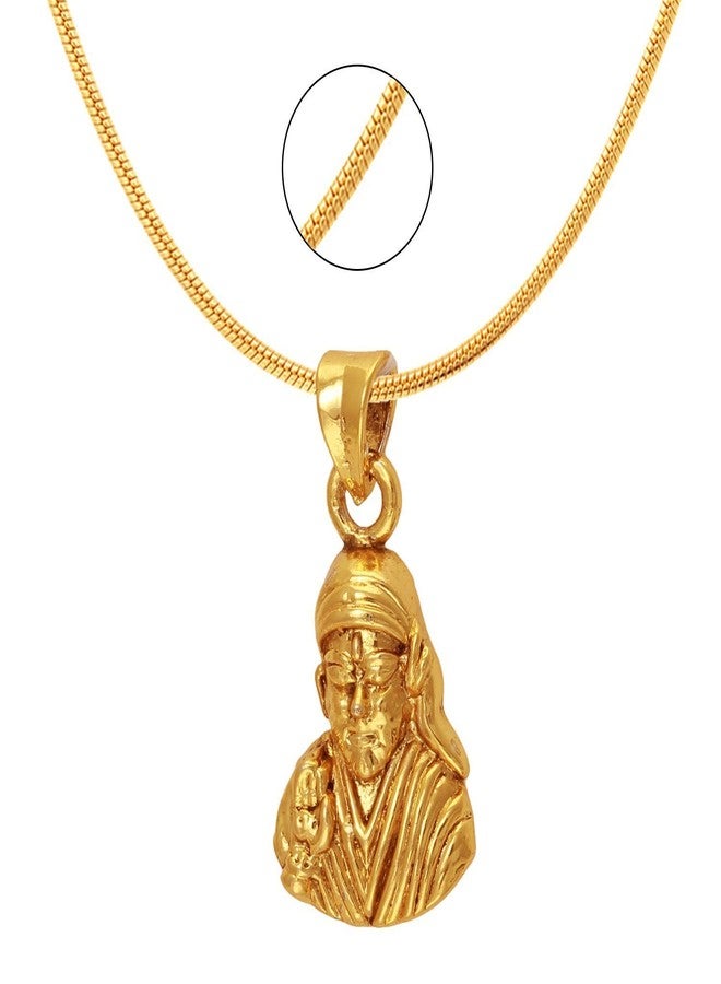 Mahi Exa Collection Sai Baba Gold Plated Religious God Pendant with Chain for Men & Women PS6012005G - Image 2