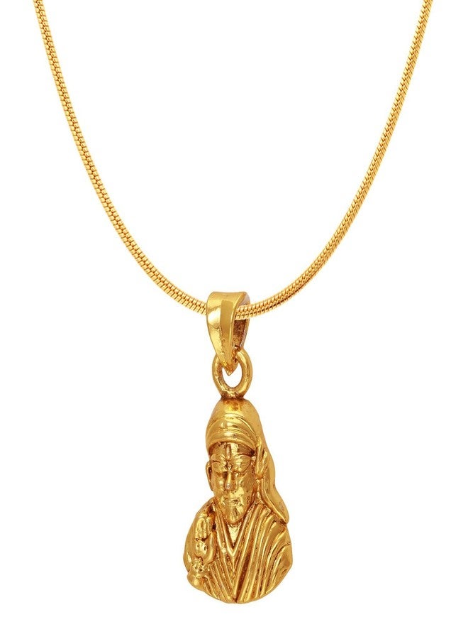 Mahi Exa Collection Sai Baba Gold Plated Religious God Pendant with Chain for Men & Women PS6012005G - Image 1
