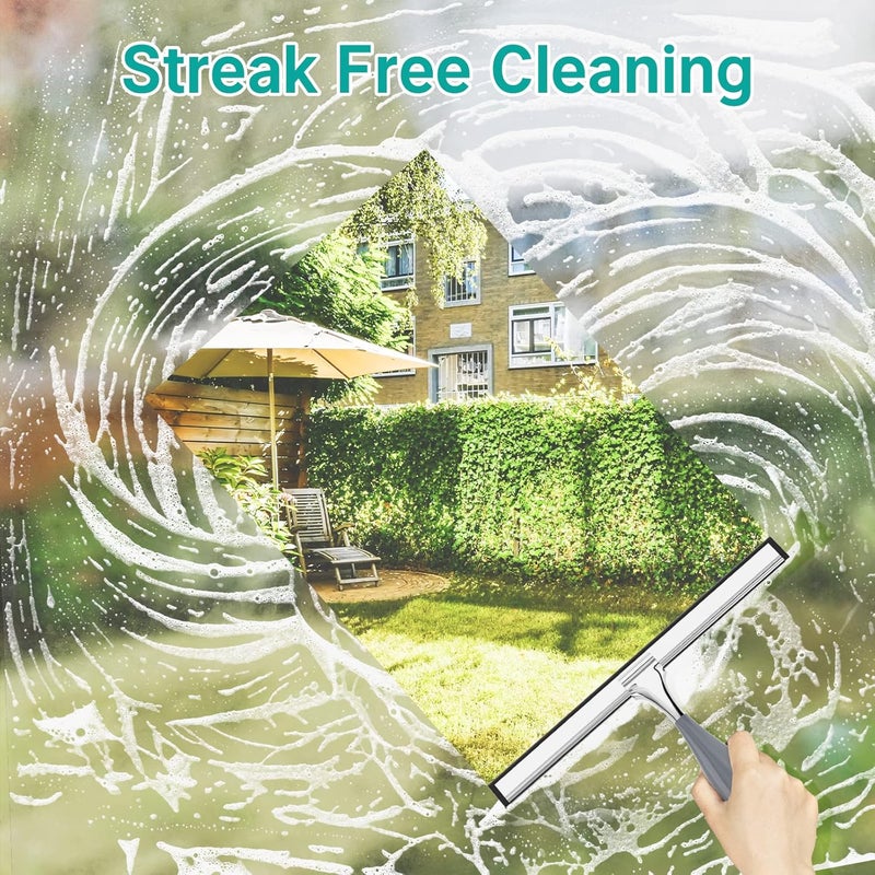 AmazerBath ممسحة دش، ممسحة لباب زجاج الدش، ممسحة متعددة الاستخدامات لأبواب الدش، بلاط، مرآة، نافذة سيارة - فولاذ مقاوم للصدأ، مقبض غير قابل للانزلاق، شفرة طويلة، 10 بوصات - Image 5