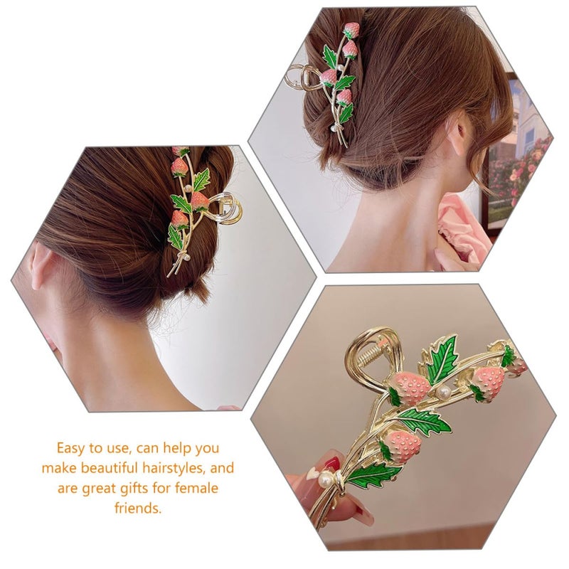 Strawberry Metal Hair Claw Clip Large Non Slip For Women Daily Wear Party - Image 4