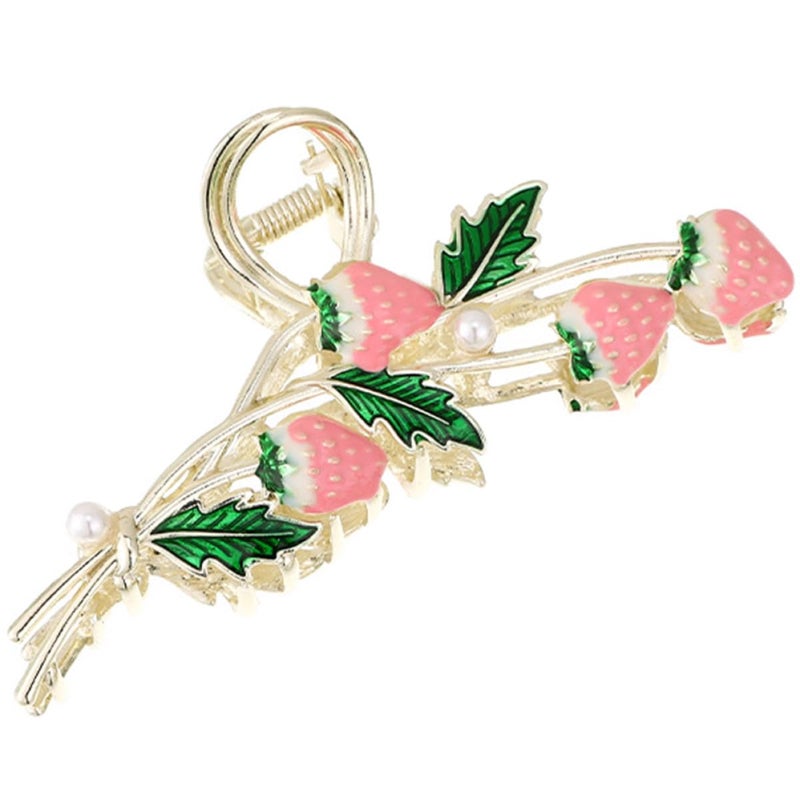 Strawberry Metal Hair Claw Clip Large Non Slip For Women Daily Wear Party - Image 1