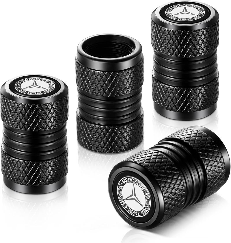 YHEESHIGN Tire Valve Stem Caps, Compatible with Mercedes Benz Series Stem Cap Universal Car Air Cover Car Accessories for Cars, SUV, Truck, Motorcycles 4pcs （Black） - Image 1