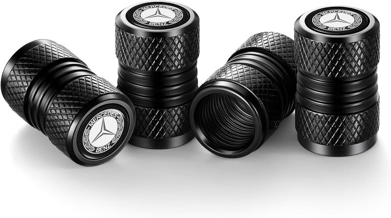 YHEESHIGN Tire Valve Stem Caps, Compatible with Mercedes Benz Series Stem Cap Universal Car Air Cover Car Accessories for Cars, SUV, Truck, Motorcycles 4pcs （Black） - Image 4