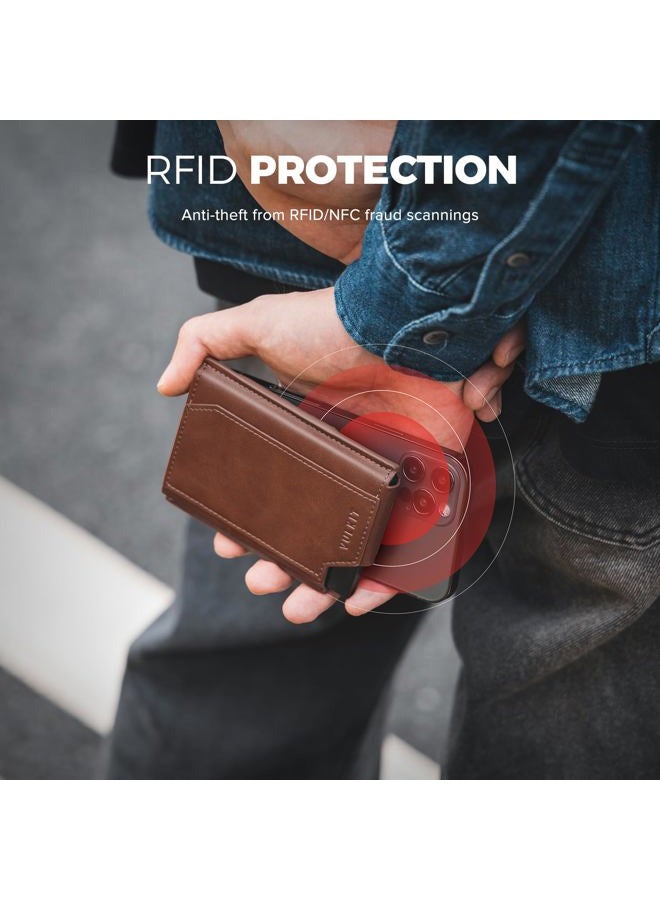 VULKIT حامل بطاقات الائتمان مع حامل AirTag، محفظة بطاقات منبثقة مع حماية RFID، حامل بطاقات جلد ذكي - Image 5