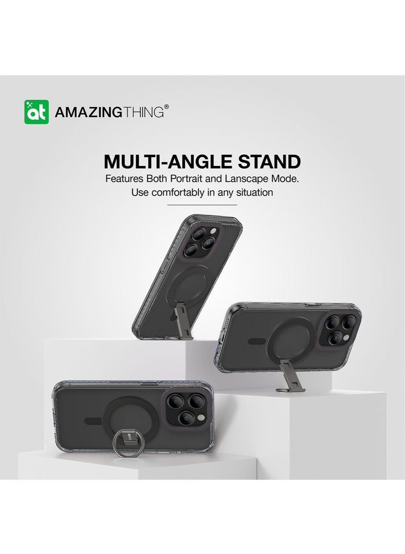 AMAZINGthing مجموعة حامل/حامل/غطاء جراب Titan Pro Mag Grip لهاتف iPhone 15 PRO مع MagSafe - أسود  - Image 2