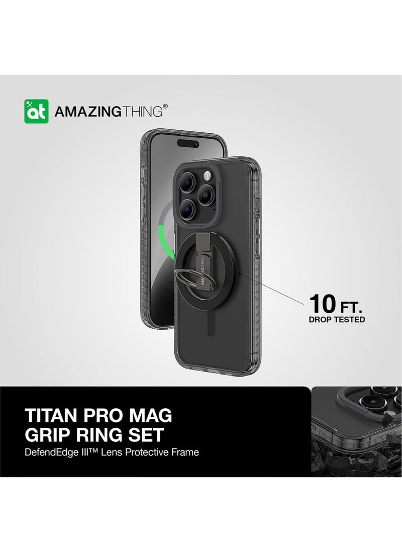 AMAZINGthing مجموعة حامل/حامل/غطاء جراب Titan Pro Mag Grip لهاتف iPhone 15 PRO مع MagSafe - أسود  - Image 3