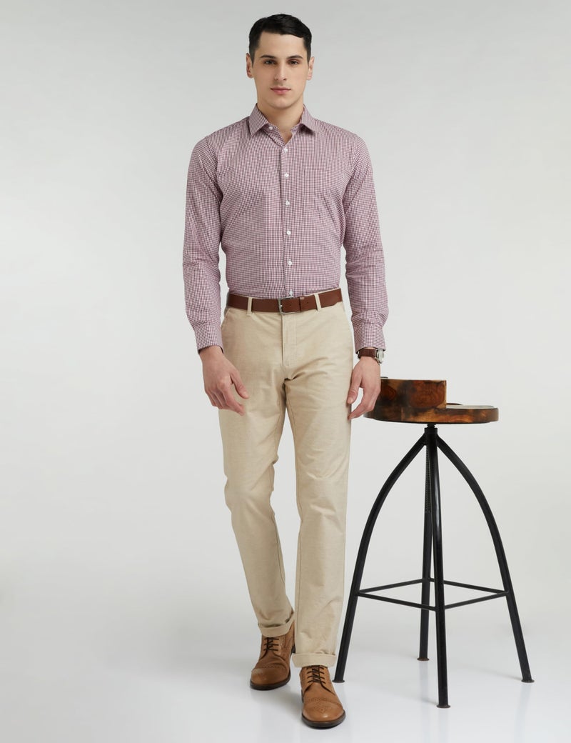Van Heusen Cotton Men's Slim Fit Shirt (VHSFFSLBJ70970_Maroon 39) - Image 2