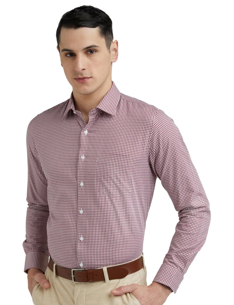 Van Heusen Cotton Men's Slim Fit Shirt (VHSFFSLBJ70970_Maroon 39) - Image 1