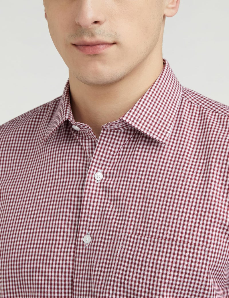 Van Heusen Cotton Men's Slim Fit Shirt (VHSFFSLBJ70970_Maroon 39) - Image 3