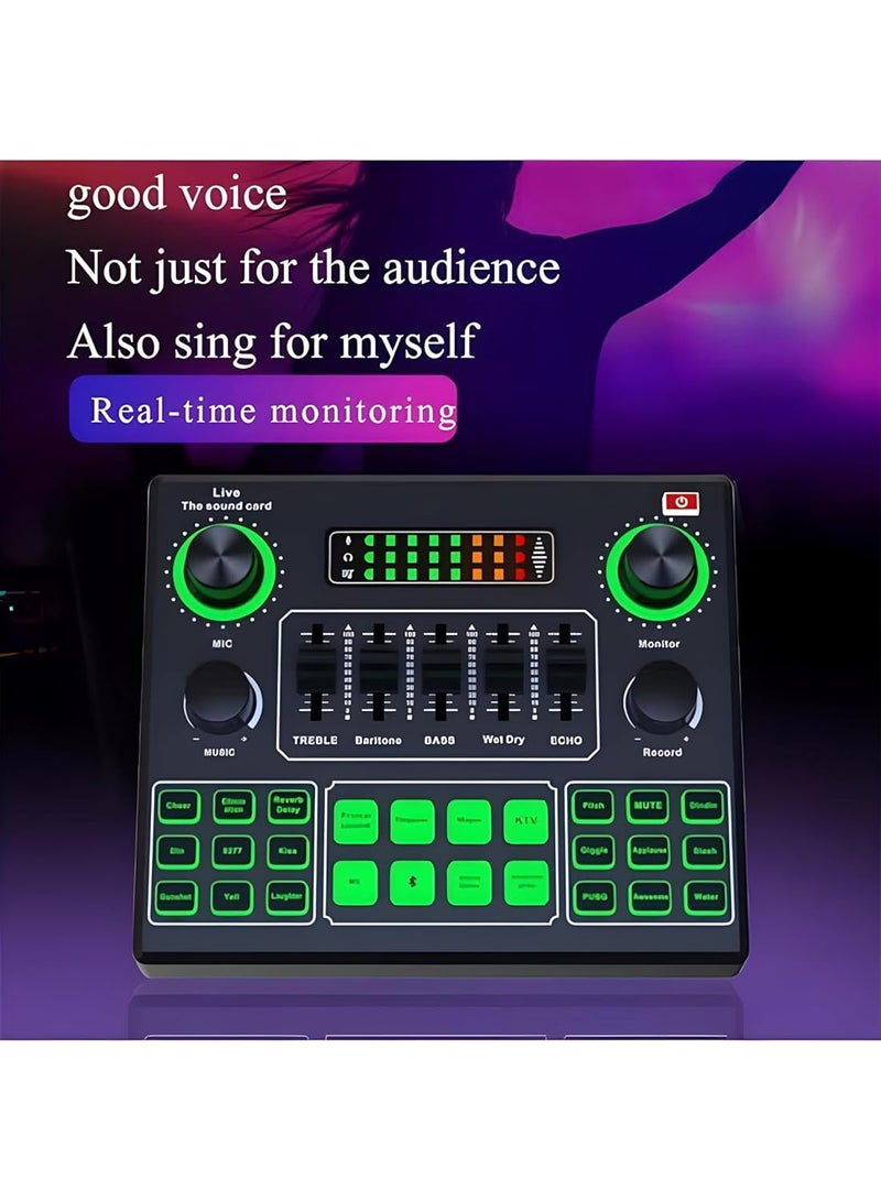 GLEVAR Voice Changer Sound Card for Streaming & Gaming â€“ 12 FX, Dual Mic Input, USB Audio Mixer for Podcast, Karaoke, YouTube, Real-Time Vocal Processor with Bluetooth & AUX Support - Image 3