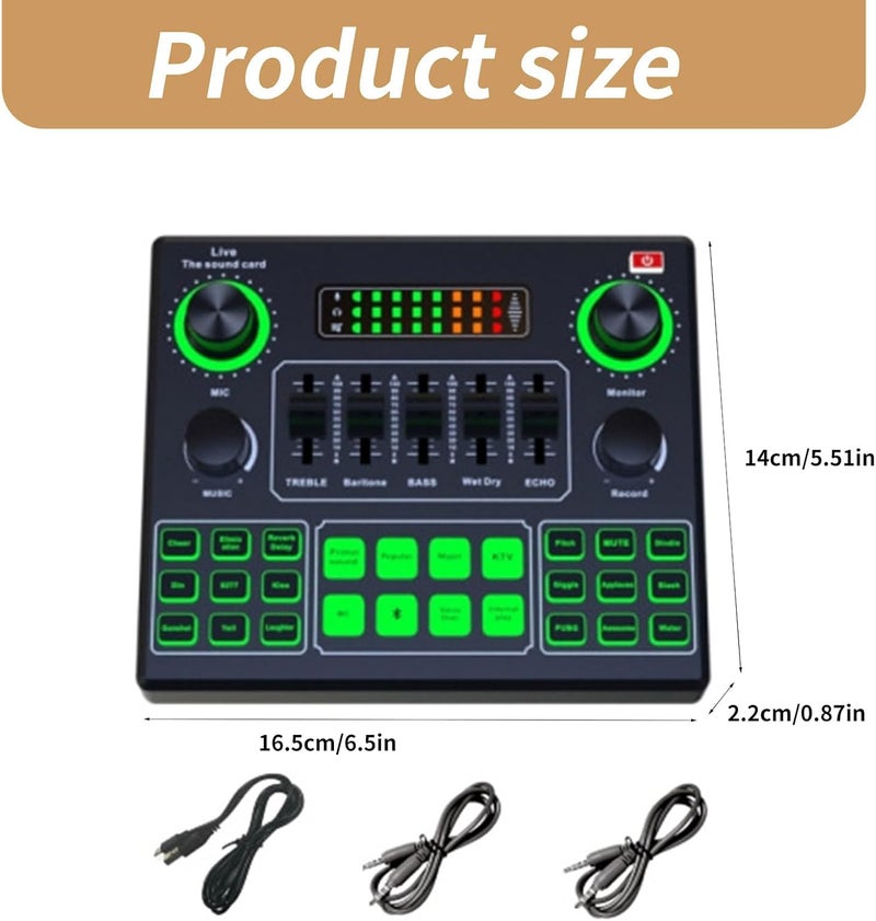 GLEVAR Voice Changer Sound Card for Streaming & Gaming â€“ 12 FX, Dual Mic Input, USB Audio Mixer for Podcast, Karaoke, YouTube, Real-Time Vocal Processor with Bluetooth & AUX Support - Image 5