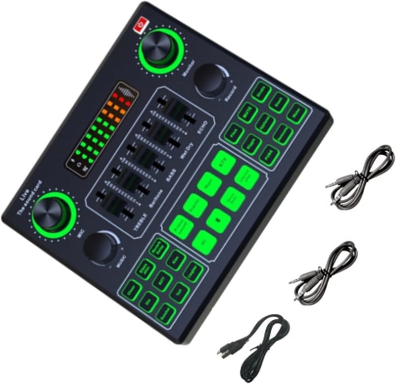 GLEVAR Voice Changer Sound Card for Streaming & Gaming â€“ 12 FX, Dual Mic Input, USB Audio Mixer for Podcast, Karaoke, YouTube, Real-Time Vocal Processor with Bluetooth & AUX Support - Image 1