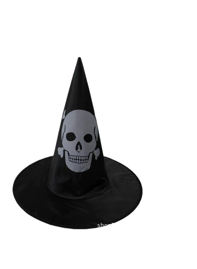 Halloween Ball Party Hats: Witch Hat, Wizard Hat, Veil Hat, Printed Pumpkin Hat, Black Pointed Hat - Image 1
