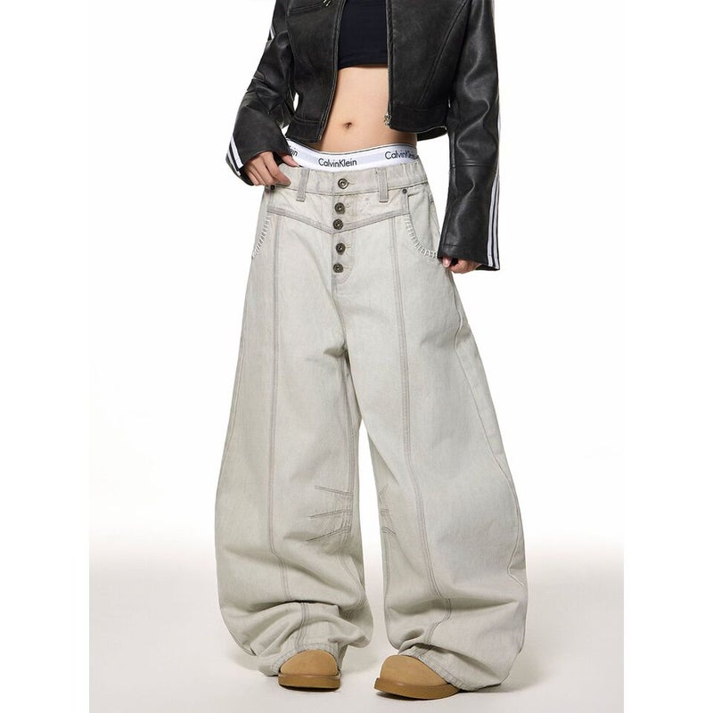 Unisex Classic Denim Jeans Loose Fit Daily Outdoor Wear - Image 1