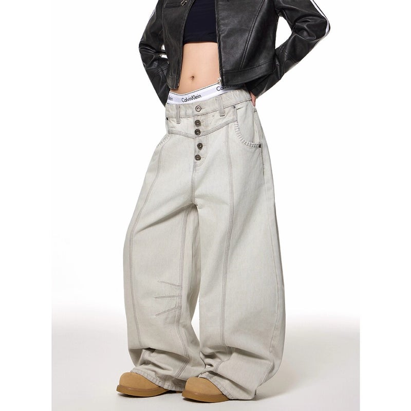 Unisex Classic Denim Jeans Loose Fit Daily Outdoor Wear - Image 3