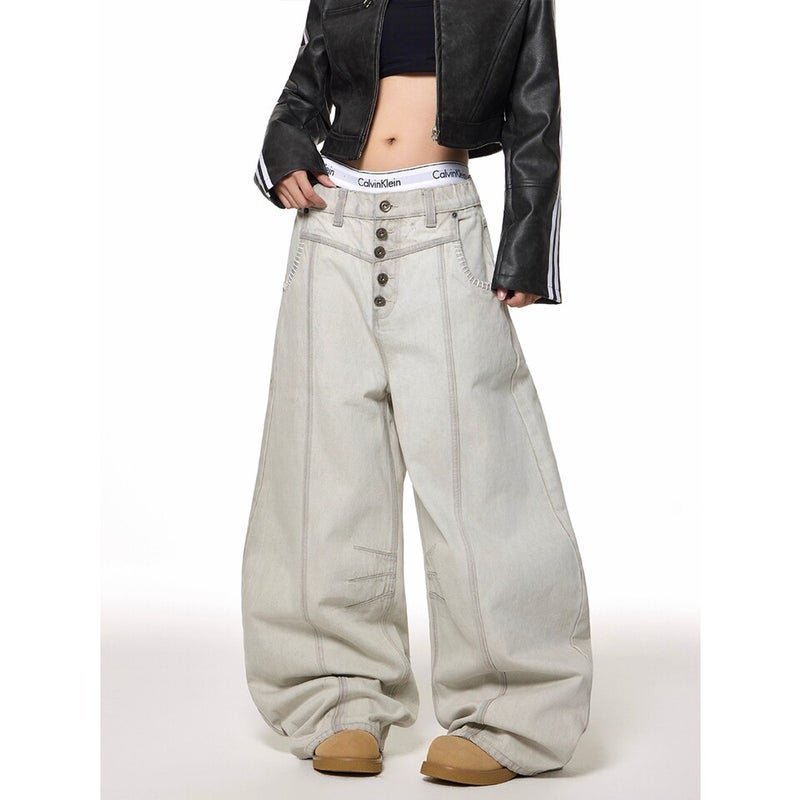 Unisex Classic Denim Jeans Loose Fit Daily Outdoor Wear - Image 2