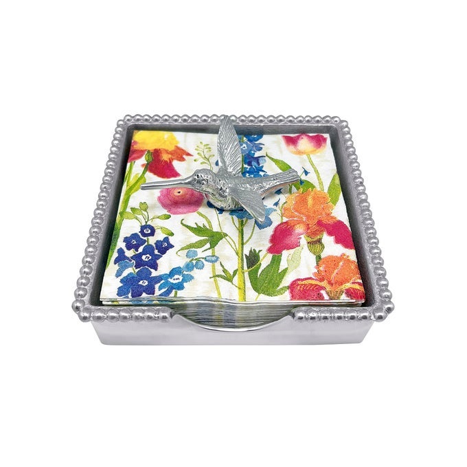 HUMMINGBIRD BEADED NAPKIN BOX ONE SIZE SILVER