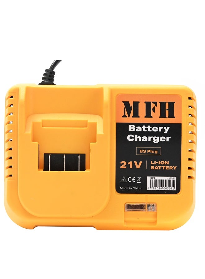 MFH TOOLS Battery Charger with BS plug - 21V Lithium Battery Charger Base, Corded Charging Dock with Indicator Light, Fast Charging Replacement for Cordless Drill, Grinder, Impact Tools Batteries - Image 3