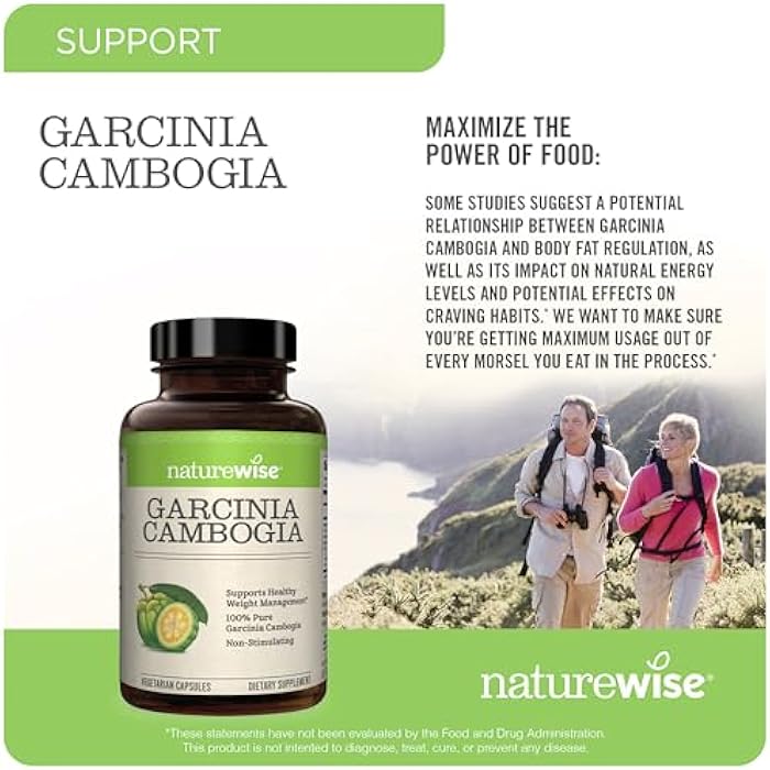 Naturewise Garcinia Cambogia - 60% HCA Concentration Extract, Natural Support for Weight Goals and Energy Levels - Vegan, Non-GMO, Gluten Free - 180 Capsules[2-6 Month Supply] - Image 4