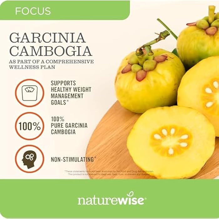 Naturewise Garcinia Cambogia - 60% HCA Concentration Extract, Natural Support for Weight Goals and Energy Levels - Vegan, Non-GMO, Gluten Free - 180 Capsules[2-6 Month Supply] - Image 5