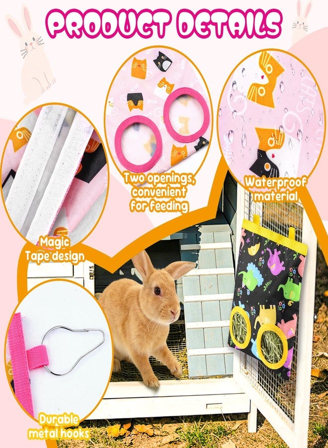Eilyliafe 2 Pack Rabbits Hay Feeder Bag, 2 Holes Hanging Bunny Hay Feeder Guinea Pig Feeding Bag Storage Dispenser for Bunny Rabbits Chinchillas Hamsters Small Pets and Animals - Image 3