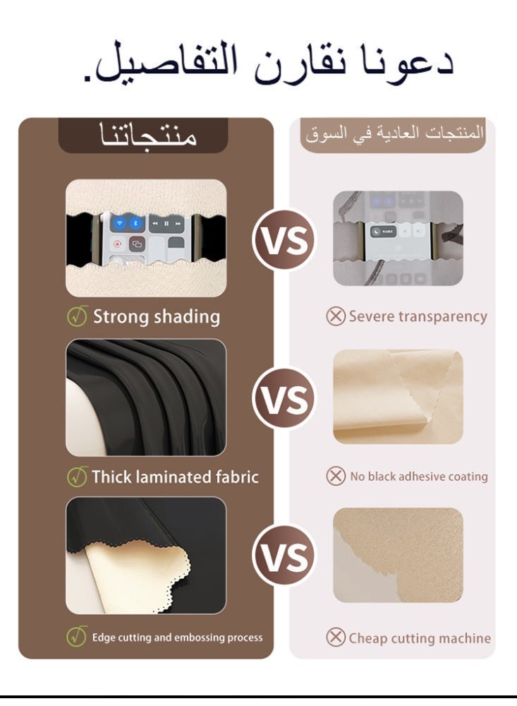نامالو ستارة تعتيم 100%، طبقة مزدوجة مع فوال، ذاتية اللصق وقابلة للحمل، سهلة التركيب، حماية من الشمس، عزل حراري، حماية الخصوصية، طول قصير، مناسبة لأنواع مختلفة من الغرف، ستائر غرفة النوم، ديكور غرفة النوم، ستائر حديثة - Image 4