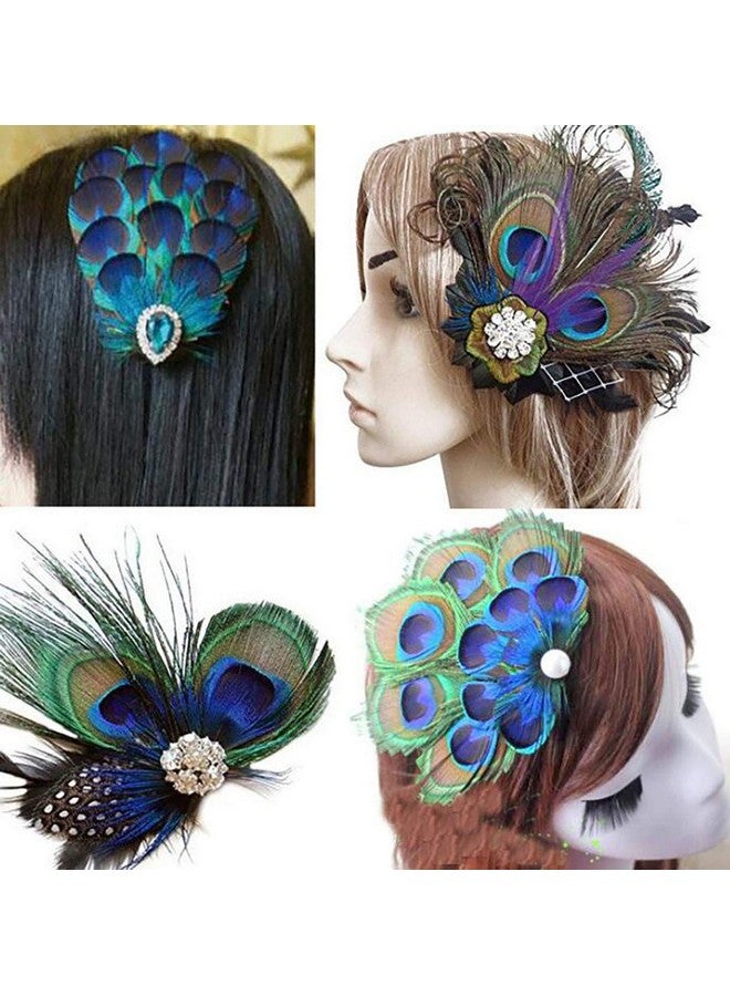 Fodattm Women Bohemian Peacock Feather Hair Clip Hair Pin Elegant Fascinator Wedding Dance Party Headdress Headwear Hair Accessory Sequined Showgirl Headpiece (Style 2) - Image 4