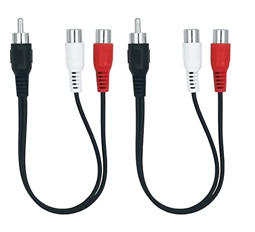 AILTECK RCA Splitter 1 Male to 2 Female Audio Cable, RCA Y Adapter Extension Cord for Speaker, Phono, Amplifier, Audio Mixer, Car Audio 2-Pack - Image 1