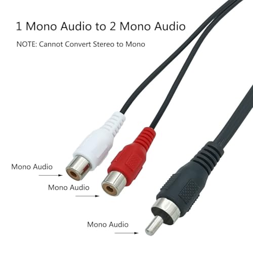 AILTECK RCA Splitter 1 Male to 2 Female Audio Cable, RCA Y Adapter Extension Cord for Speaker, Phono, Amplifier, Audio Mixer, Car Audio 2-Pack - Image 2