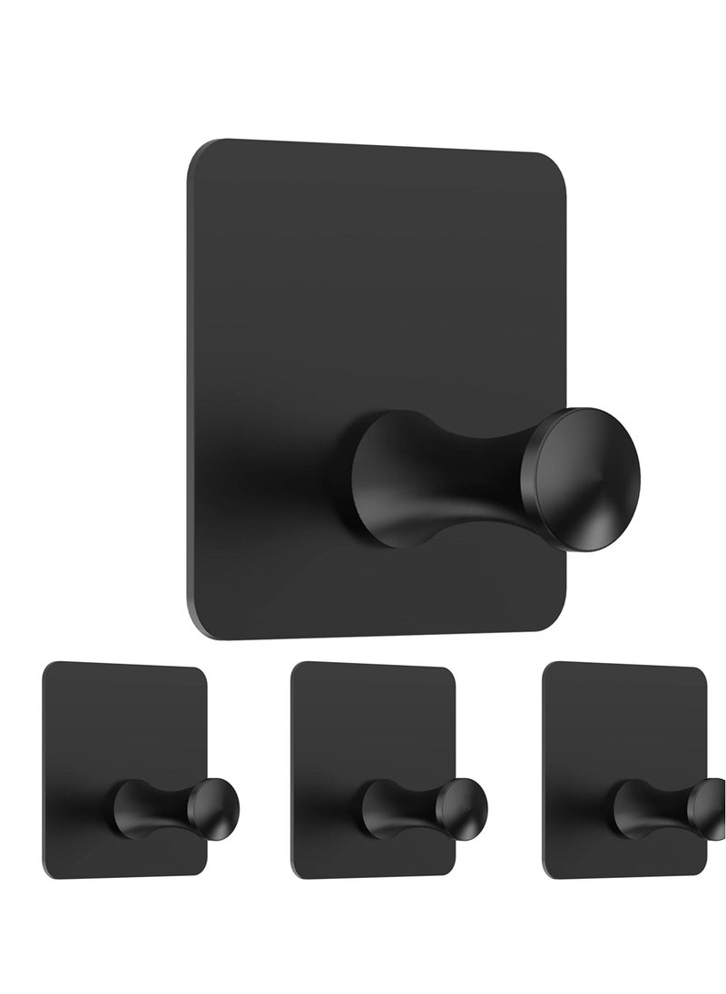 Y&D 4 Pack Adhesive Hooks, Waterproof Rustproof Removable Wall Hangers without Nails Self-Adhesive, Suitable for Bathroom, Kitchen, Door (Black)  - Image 1