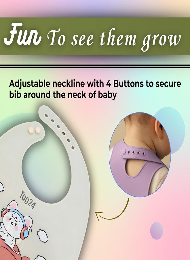 TAG24 Baby Bib for Feeding and Weaning Babies and Toddlers | Waterproof, Washable, Reusable | Adjustable Neckline with Buttons | Easy to Clean and Non-Messy Design (Nice Day) - Image 3