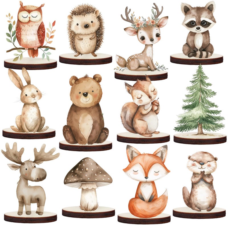 Hmecwocye Woodland Baby Shower Decorations 12Pcs Woodland Centerpieces for Table Decorations - Image 1