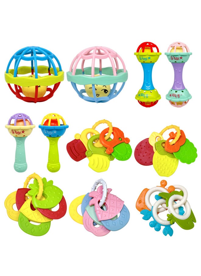 Baby Rattle Manhattan Ball Fitness Soft Rubber Hand Grab Ball Tooth Gum Rattle Hand Rattle Baby 0-1 Year Old Toy-Specifications:Double-headed Rattle  - Image 3