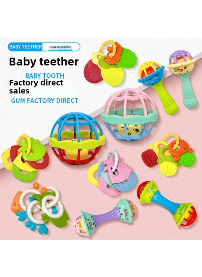 Baby Rattle Manhattan Ball Fitness Soft Rubber Hand Grab Ball Tooth Gum Rattle Hand Rattle Baby 0-1 Year Old Toy-Specifications:Double-headed Rattle  - Image 2