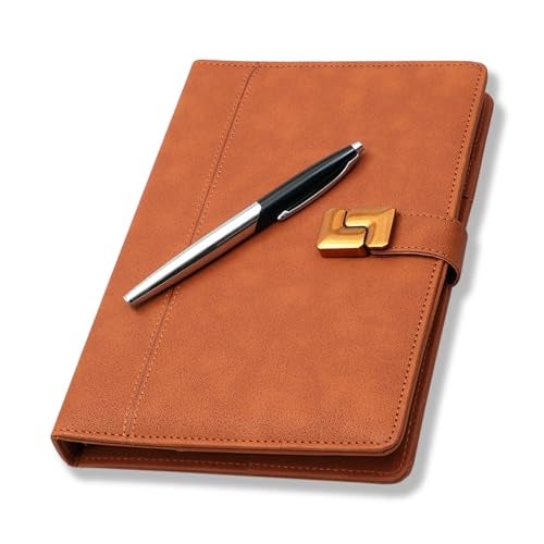 COI Brown Undated Faux Leather Diary | Daily Planner for Professional Men & Women with Pen - Image 1