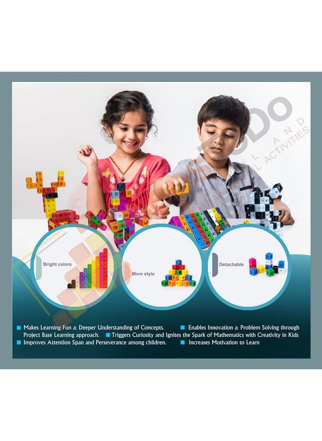 StepsToDo - StepsToDo Math Cubes & Face Plates (Pack Of 300). Foundation Kit. With Activity Guide & Pen. Number Building Block. Counting Interlinking Cubes. Creative Fun And Learn For 3+ Years,Multicolor - Image 1