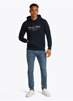 TOMMY HILFIGER Men's Logo Drawstring Hoody - Cotton, Blue  - Image 4