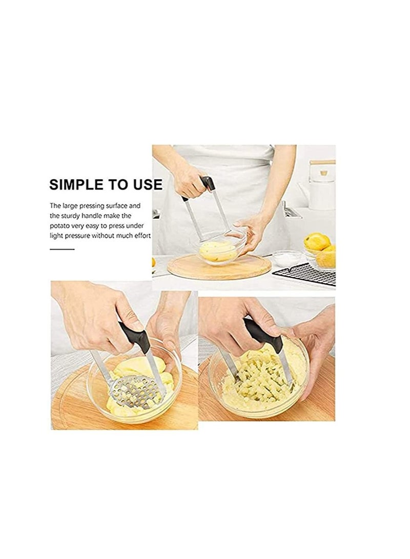 Y&D Potato Masher,Smooth Masher Stainless Steel Baby Food Fruit Vegetable with Black Handle for Mashed Vegetables and Fruits  - Image 2