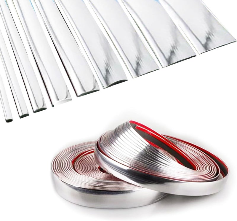 NANSH 16Ft Chrome Silver Extra Thick Auto Molding Trim Universal Bumper Window Door Body Side Decorative Strip Scratch-Proof (Width: 1-3/16inch [30mm]) - Image 1