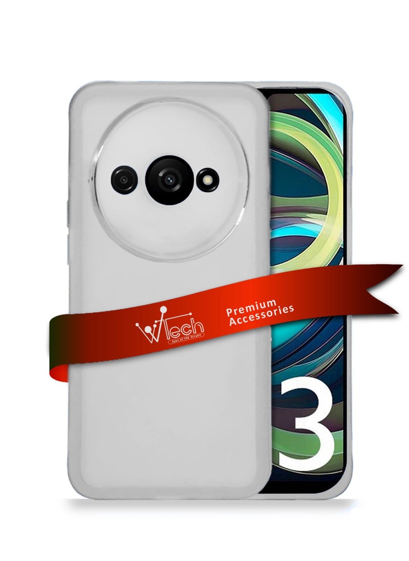 دبليو تيك حافظة لهاتف Xiaomi Redmi A3 4G 2024 بيضاء ناعمة وشفافة من السيليكون TPU ورفيعة للغاية ومطلية بإطار كاميرا وخلفية  - Image 1