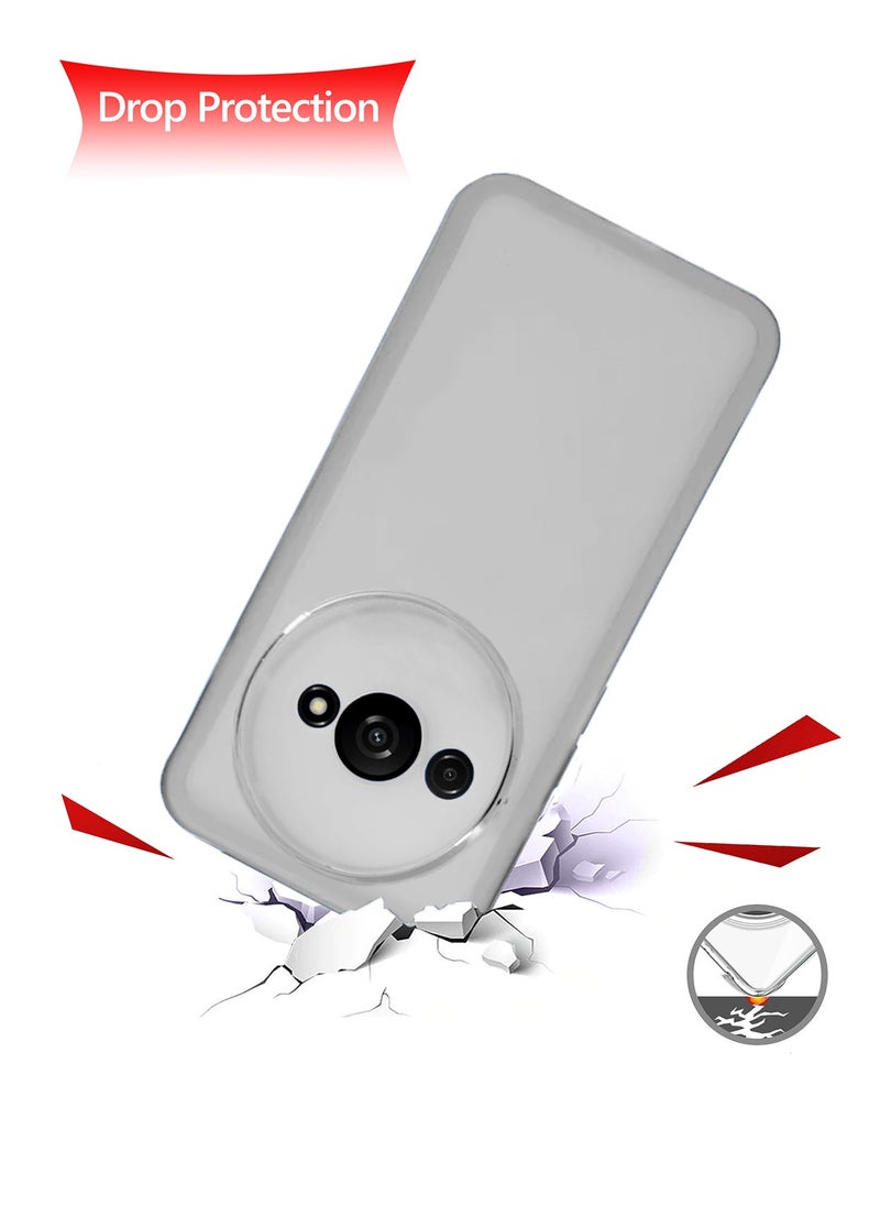 دبليو تيك حافظة لهاتف Xiaomi Redmi A3 4G 2024 بيضاء ناعمة وشفافة من السيليكون TPU ورفيعة للغاية ومطلية بإطار كاميرا وخلفية  - Image 3
